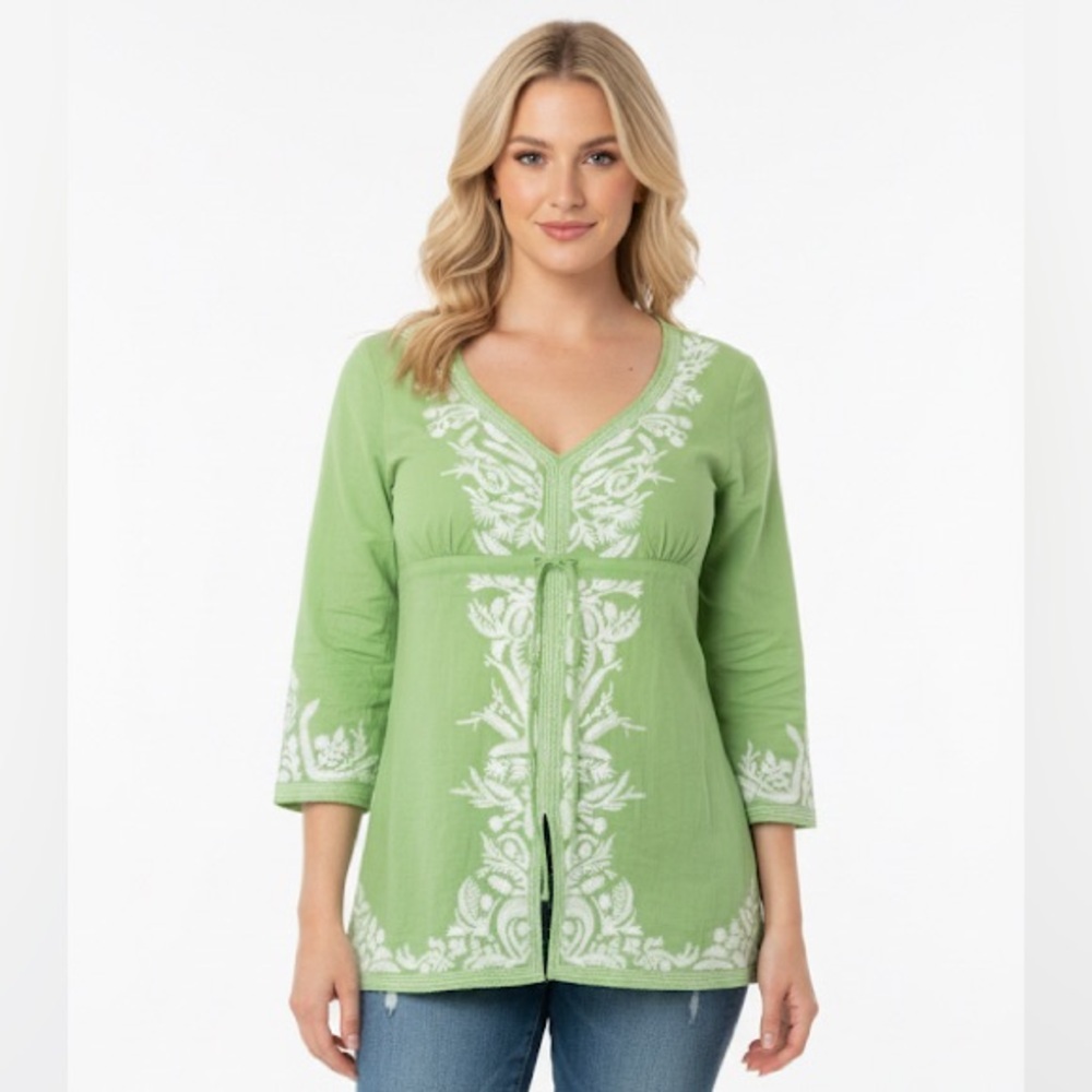 MICHAEL Michael Kors Green Tunic with White Detailing